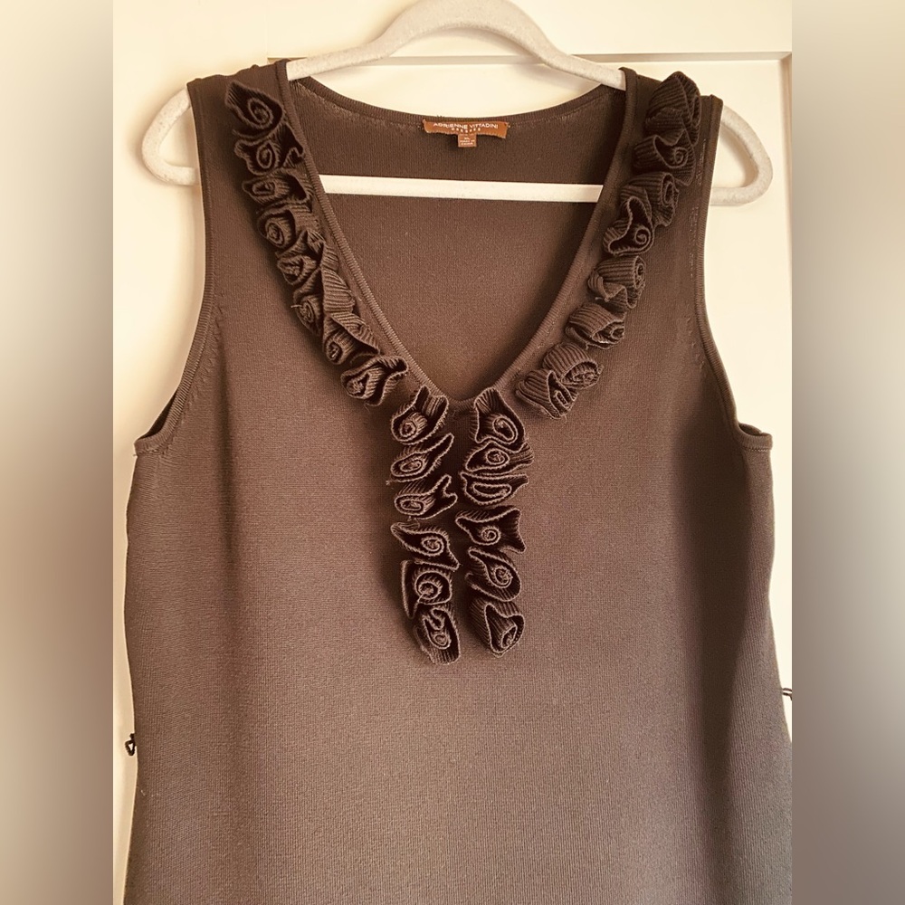 Adrienne Vittadini Elegant Black Sleeveless knit Dress Size XL Cocktail Party